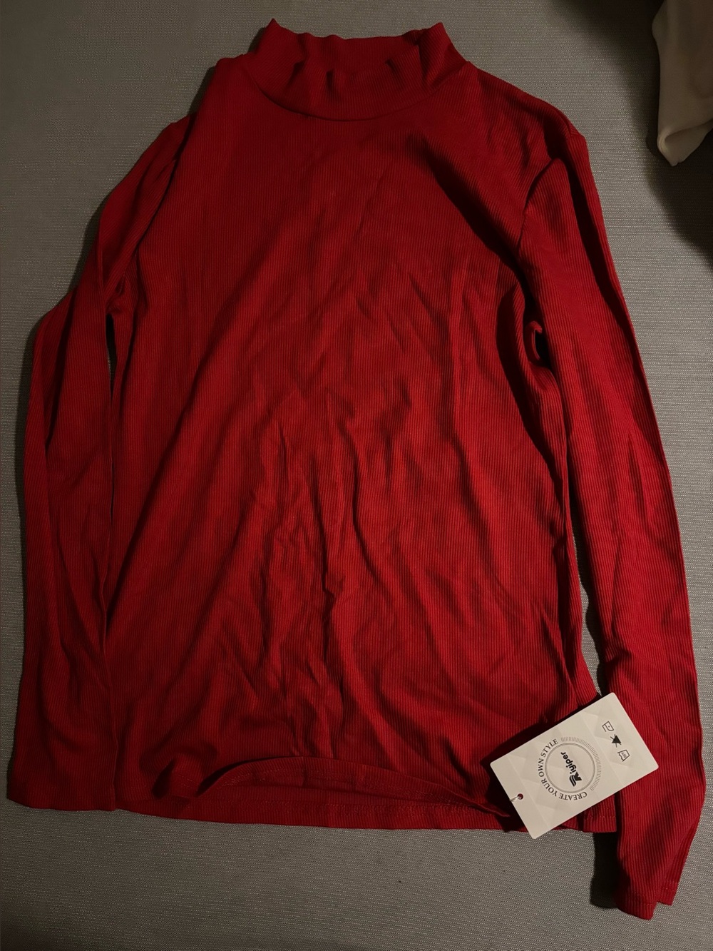 Woman’s Red Long-Sleeve Mock Neck Shirt